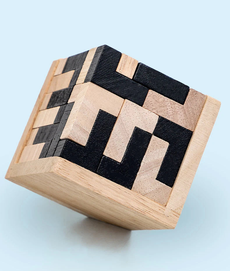3D Wooden Puzzle IQ Toy – 54-Piece Cube Set