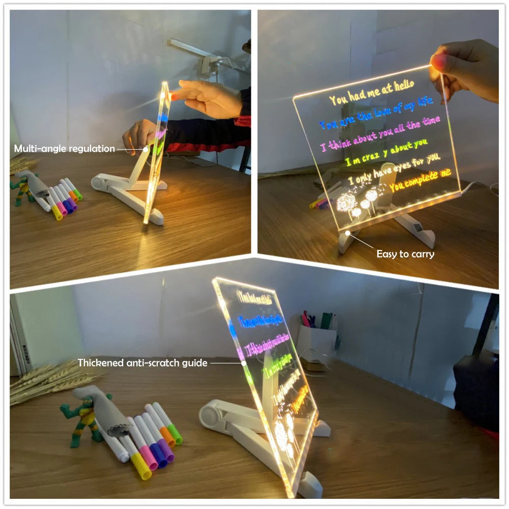 LED Message Note Board with Pens – Kids Drawing Gift