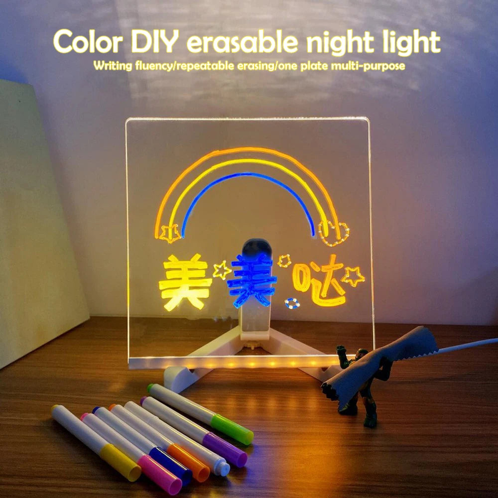 LED Message Note Board with Pens – Kids Drawing Gift