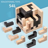 3D Wooden Puzzle IQ Toy – 54-Piece Cube Set