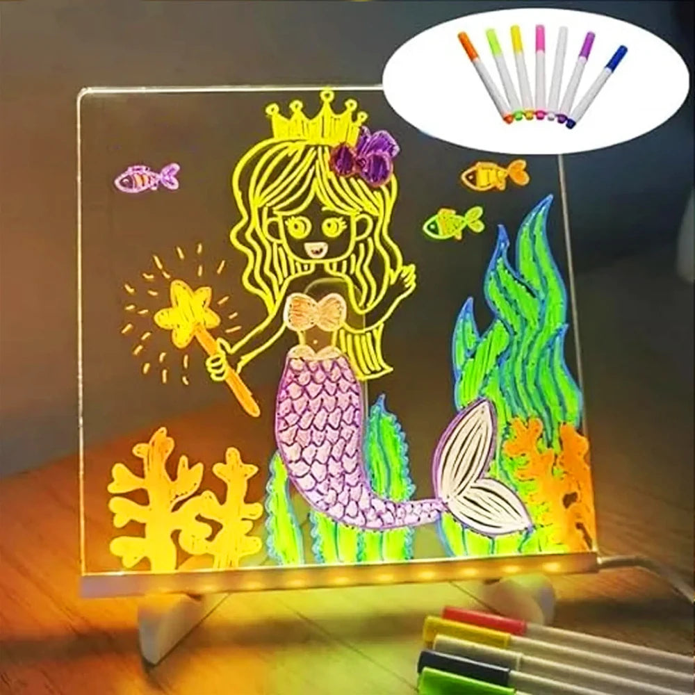 LED Message Note Board with Pens – Kids Drawing Gift