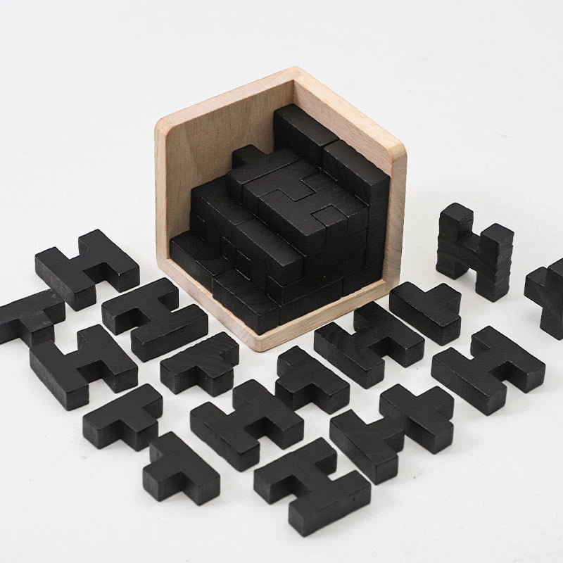3D Wooden Puzzle IQ Toy – 54-Piece Cube Set