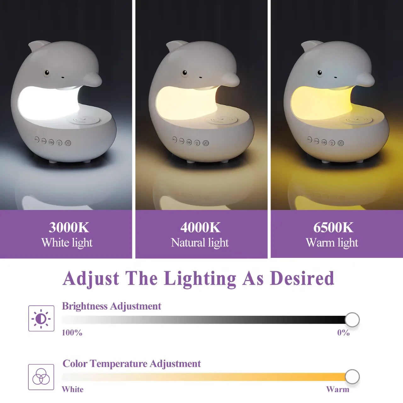 Dolphin RGB Night Light, Wireless Charger &  Bluetooth Speaker
