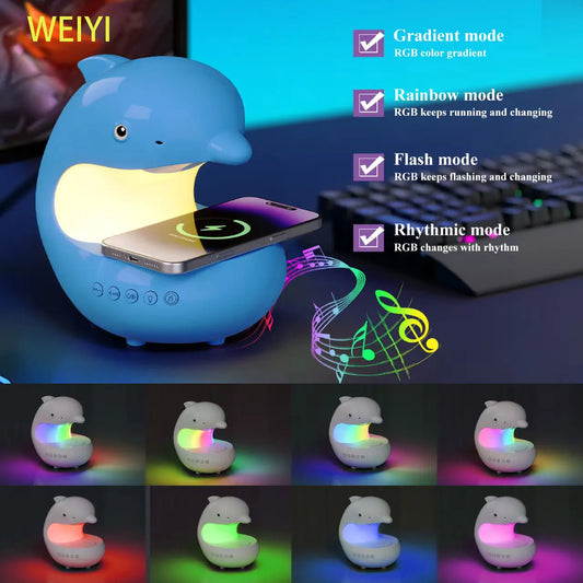 Dolphin RGB Night Light, Wireless Charger &  Bluetooth Speaker